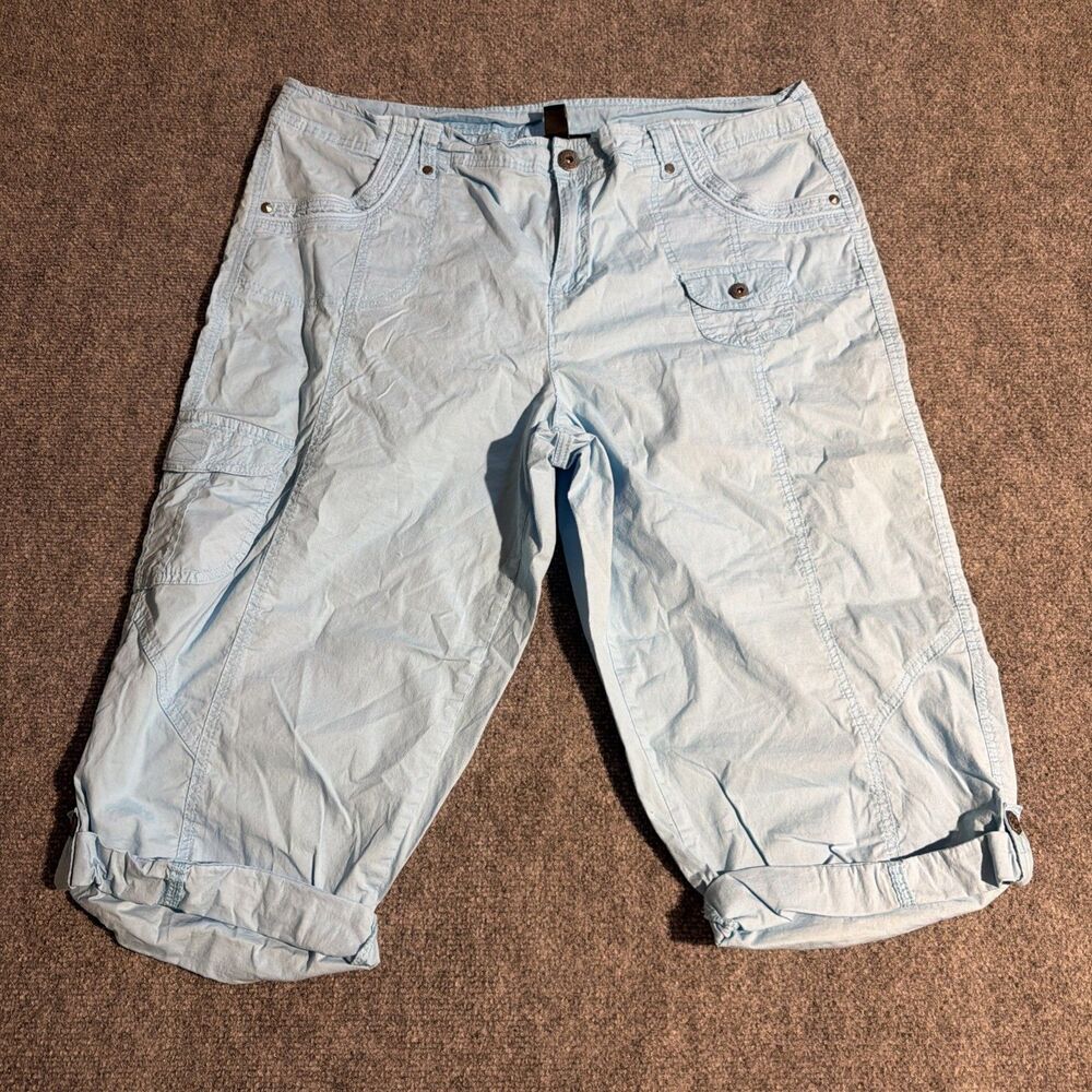 Style & Co Capri Pants Womens Size 18 Blue Lightweight Pockets Cargo Summer